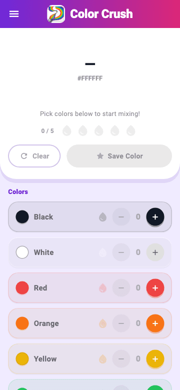 Color Crush — Pick colours to start mixing