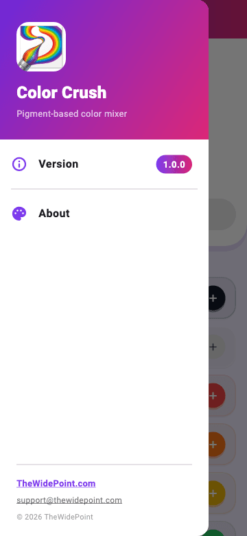 Color Crush — Version and about