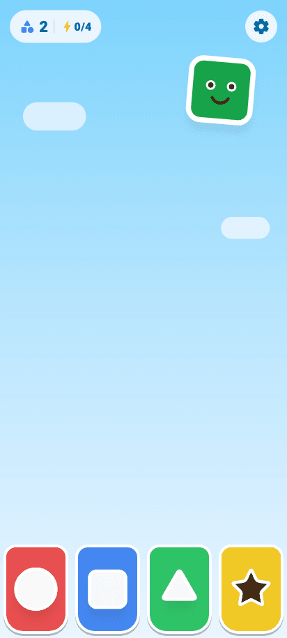 Rainbow Tumble — Gentle mode — sort by shape