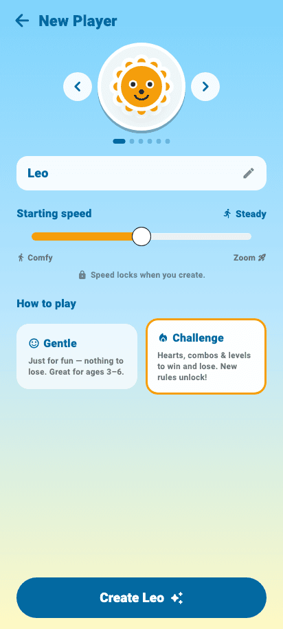 Rainbow Tumble — Pick a speed and a mode